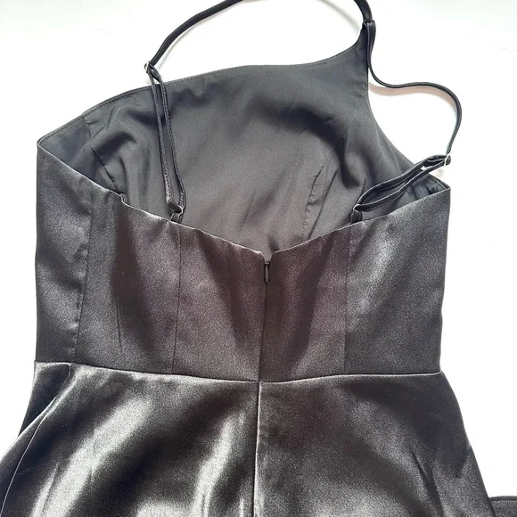 Birdy Grey Kensie Dress Women’s Elegant Shiny Satin Black One-Shoulder Sz Small - Picture 6 of 9